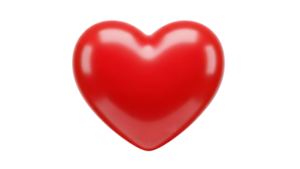 A shiny red heart on transparent background for love and valentines day celebration