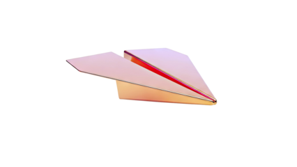 Golden paper airplane with red accent