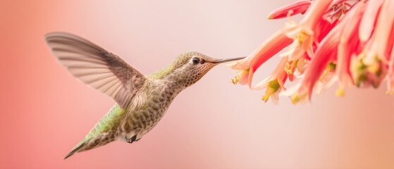 Obraz premium Professional Hummingbird Nectar Feeding Modern Wildlife Ecosystem for Ecological Balance and Conservation Marketing Advertising