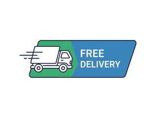 Fast and reliable free delivery service with a quick shipping truck icon for online orders