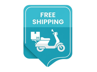 Vector illustration promoting free shipping for online purchases, featuring a scooter delivering a package, symbolizing fast, efficient, and convenient e-commerce delivery services