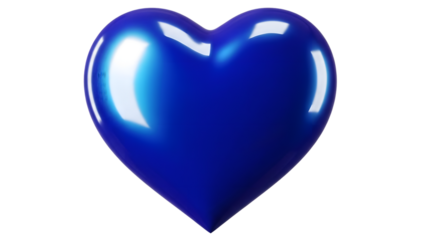 A shiny blue heart isolated on transparent background for valentines day