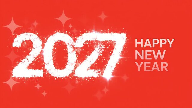 Glowing white particles forming the number 202 sparkle and shimmer on a bright orange background perfect for New Year events countdown motion graphics design