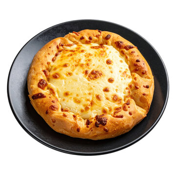Crispy mini chebureki with a savory cheese filling, a popular vegetarian snack or appetizer, isolated on a plain white background