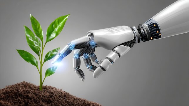 AI Robotics Growing Plant | Sustainable Tech & Environment