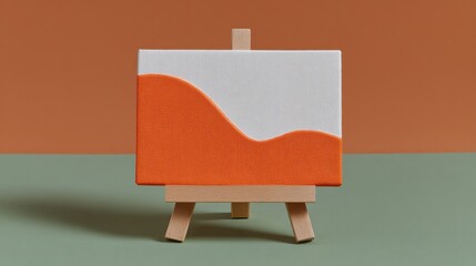 Small wooden easel with a blank canvas featuring Lemon Soda and Terracotta Tile tones, depicting educational growth and developing new skills on a plain background