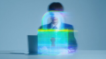 Modern Professional Businessman Cyber Security Premium Data Protection and Business Integrity for Corporate Marketing