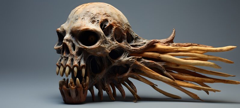 Kraken kingkong shaped matchstick carvin,generative AI