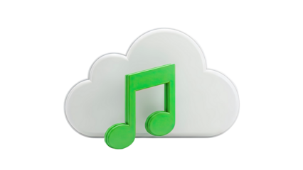 Cloud with Green Music Note Icon