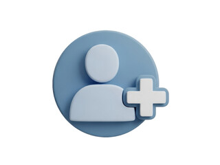 Obraz premium 3d rendered icon of a person with a plus sign, symbolizing addition or creation, in a blue circle isolated on transparent background