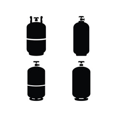 Gas Cylinder Utility Silhouette Vector Icon Set