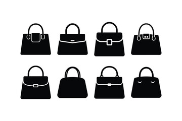 Handbag Fashion Silhouette Vector Icon Set