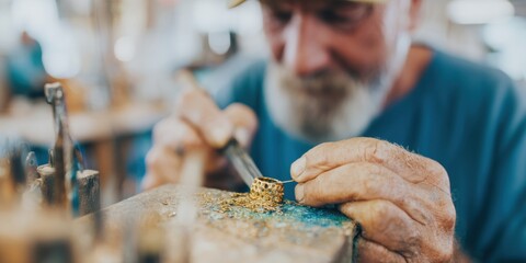Master Goldsmith Crafting Premium Golden Ring Authentic Production Process for Inspiring Marketing Content and Social Media