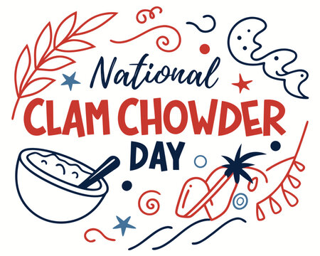 National Clam Chowder Day Vector Graphic, Seafood Chowder and Comfort Food Illustration