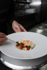 Gourmet plating of delicious cuisine