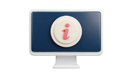 3D Information Icon on a Computer Monitor