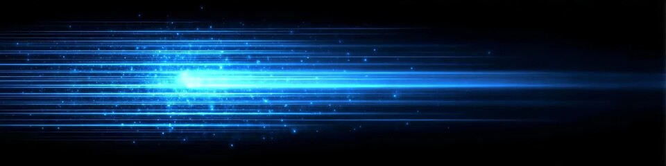 3D Rendering of Moving Blue Light Streaks 