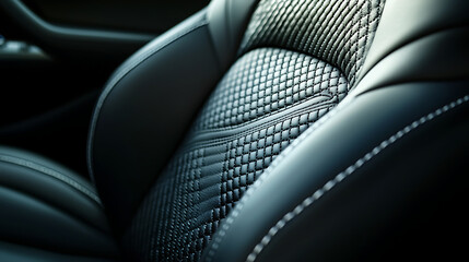 Naklejka premium Luxury car seat close up with detailed stitching and texture