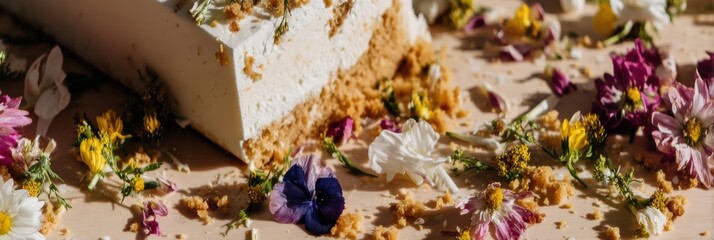 Celebration Chaos Toppled Wedding Cake and Scattered Flowers Captures Memorable Events for Premium Marketing Content