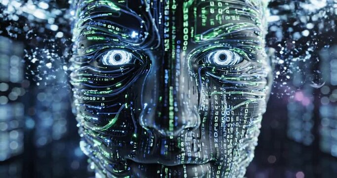 Digital human face technology concept.