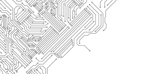 Gray circuit diagram on white background. 