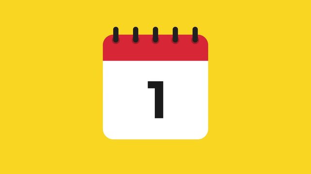 Animated Calendar Date One 1 Daily Countdown Motion Graphic Prores Alpha Channel 4K 60fps