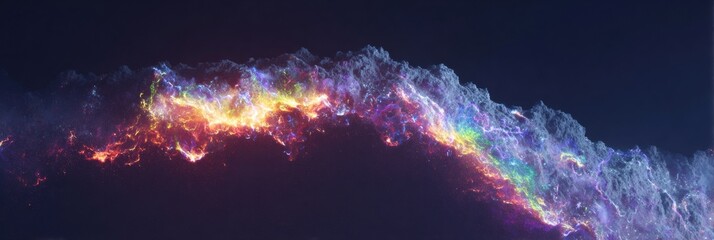 Vibrant fire sparks and smoke overlay with colorful iris dream and buttercup bloom particles creating a glowing heat effect on a dark background for abstract design and digital art