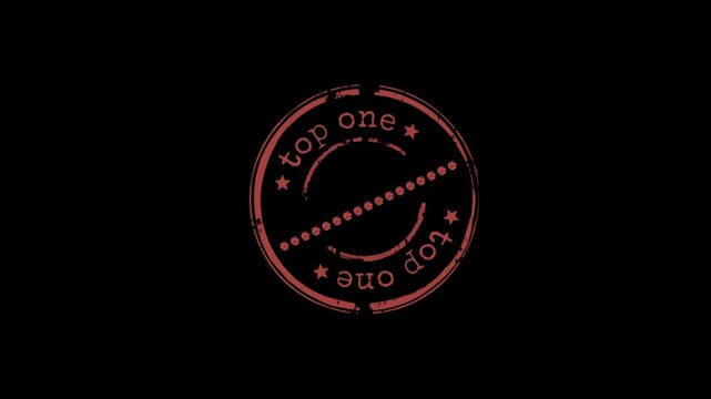 Animated red top one stamp designs on black background, motion graphics elements