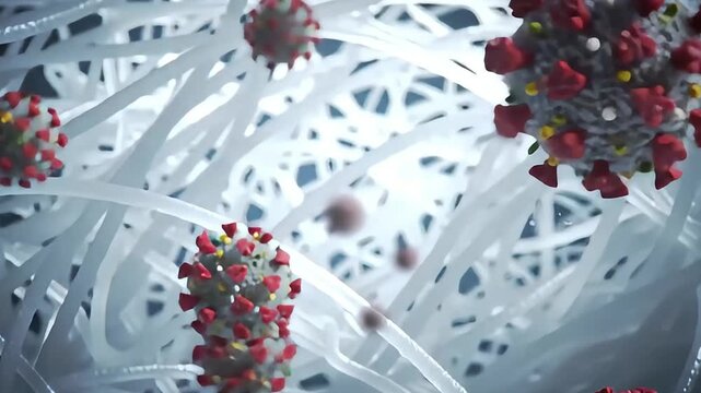 Electrostatic Melt-Blown Fiber Network Trapping Airborne Virus Particles