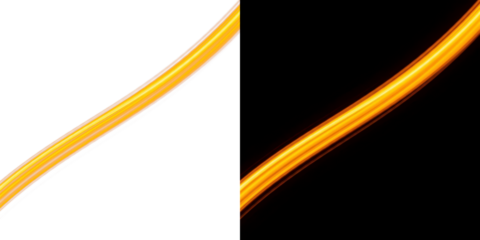 A vibrant orange light streaks across a dark background in a mesmerizing display of abstract motion. 