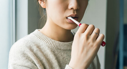 Woman Brushing Teeth Close Up