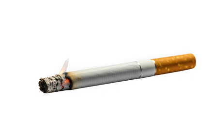 Burnt cigarette isolated on transparent background
