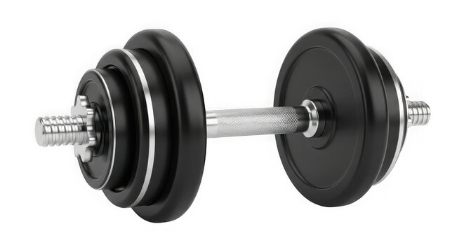 Black dumbbell isolated on transparent background