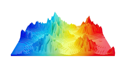 3D Topographic Map with Rainbow Gradient