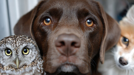 A dog with a black and brown coat is laying on a person's hand. The dog has a black nose and blue eyes