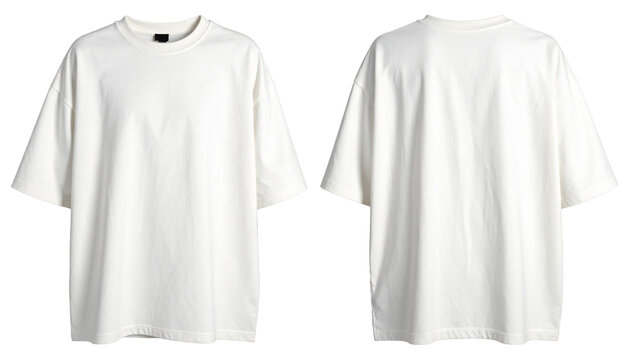 Unisex White Oversize T-shirts mock up, boxy fit, Fabric texture, Design presentation, isolated transparent background.