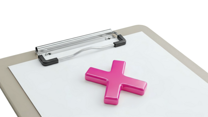 Clipboard with Pink Plus Symbol