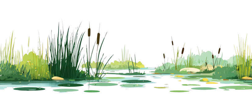 PNG Landscape water reeds green.