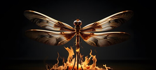 dragonfly shaped matchstick carving ,generative AI