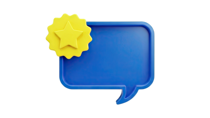 3D Blue Speech Bubble with Yellow Star Badge
