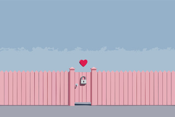 Valentines Love Lock Fence Illustration Representing Commitment Promise Everlasting Romantic Bond