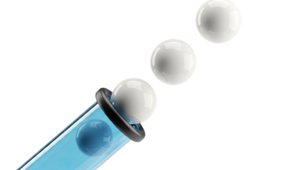 Abstract 3D render of spheres exiting a test tube