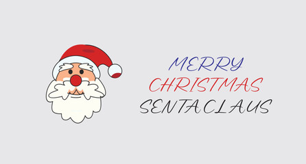 Fototapeta premium lettering merry christmas and senta claus Christmas card EPS 10. Santa Claus is coming to town. Red Santa hat. For Christmas and New Year posters, gift tags and labels