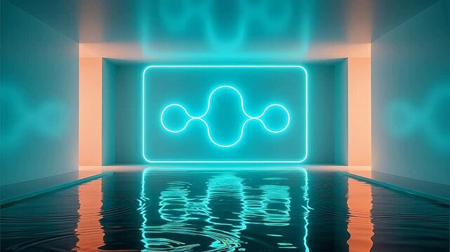 Neon light design in reflective room