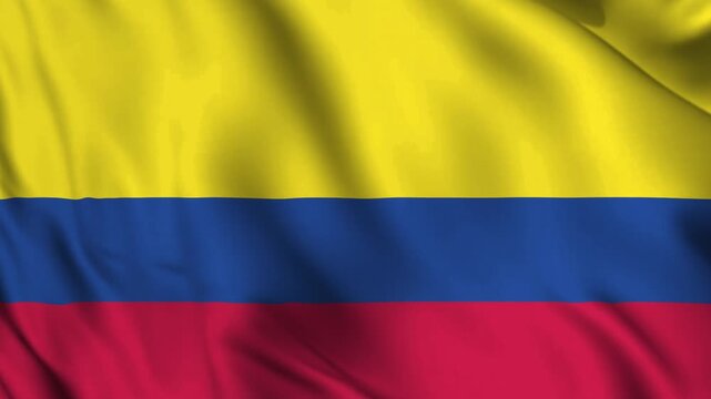 Horizontal animation of Colombian flag waving in the wind, symbolizing Colombia as a subject in presentations, documentaries, or educational videos.