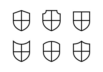 Shield icon set icon in outline style. Security, defense, protection symbol