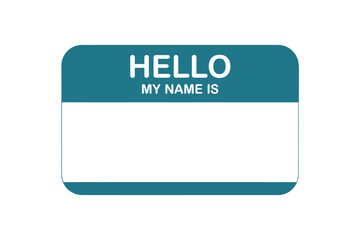 a name tag with the words hello my name is © motiur vector artist