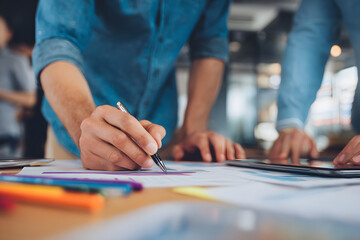 Creative team working together on a new business strategy