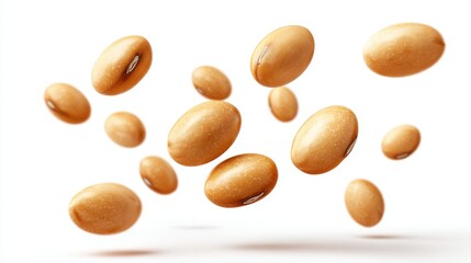 Obraz premium Soybeans levitate isolated on a white background.