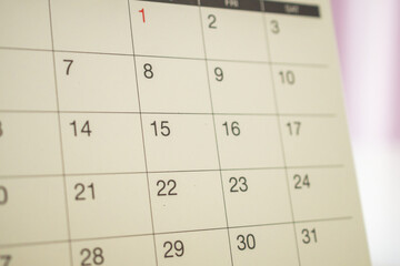 calendar page date background business planning appointment meeting concept